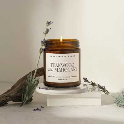 Sweet Water Decor Teakwood And Mahogany 9oz Amber Jar Soy Candle 2 Sweet Water Decor Teakwood And Mahogany 9oz Amber Jar Soy Candle - Image 2