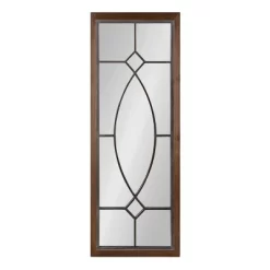16" X 42" Bakersfiel Windowpane Wall Mirror Rustic Brown - Kate & Laurel All Things Decor