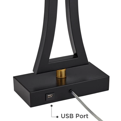 360 Lighting Roxie Modern Table Lamps 31" Tall Set Of 2 Black Metal With USB Charging Port White Rectangular Shade For Bedroom Living Room Bedside 4 360 Lighting Roxie Modern Table Lamps 31" Tall Set Of 2 Black Metal With USB Charging Port White Rectangular Shade For Bedroom Living Room Bedside - Image 4