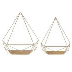 2pc Prouvé Diamond Shaped Shelf Set Gold - Kate & Laurel All Things Decor