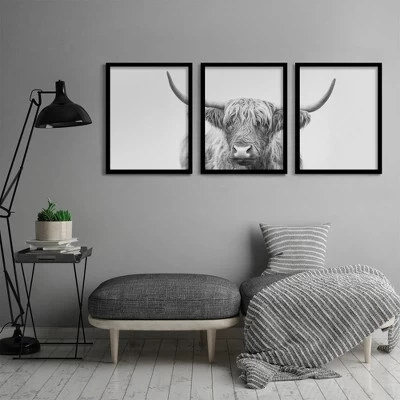 (Set Of 3) Triptych Wall Art Highland Bull Horns By Sisi And Seb - Set Of 3 Framed Prints - Americanflat 2 (Set Of 3) Triptych Wall Art Highland Bull Horns By Sisi And Seb - Set Of 3 Framed Prints - Americanflat - Image 2