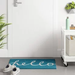 1'6"x2'6" Blue Hello Cursive Doormat - Room Essentialsâ„¢