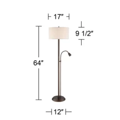 Possini Euro Design Traverse Modern Floor Lamp With LED Gooseneck Reading Light 64" Tall Oil Rubbed Bronze Oatmeal Drum Shade For Living Room Bedroom -Northlight Store GUEST b15d961d b890 4b70 9d9f 7c5054233a5f