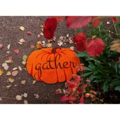 1'6" X 2'3" Festive Gather Pumpkin Shaped Indoor/Outdoor Coir Doormat Orange/Brown - Entryways -Northlight Store GUEST b34424bd 42cc 4a44 969d 79bca61db677