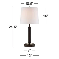 Franklin Iron Works Javier Industrial Table Lamp 24 1/2" High Bronze With USB Charging Port White Drum Shade For Bedroom Living Room Bedside Home Desk -Northlight Store GUEST b385ec22 cbf7 48b3 b323 670c2ff407ce