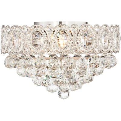 Vienna Full Spectrum Moira Vintage Ceiling Light Flush Mount Fixture 16" Wide Satin Nickel 6-Light Clear Crystal Balls For Bedroom Kitchen Living Room 2 Vienna Full Spectrum Moira Vintage Ceiling Light Flush Mount Fixture 16" Wide Satin Nickel 6-Light Clear Crystal Balls For Bedroom Kitchen Living Room - Image 2
