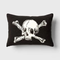 Oversize Skull And Crossbones Woven Cotton Lumbar Halloween Throw Pillow Black - Threshold™ -Northlight Store GUEST b45186ba 7db4 4537 829f d4aedfe091ea