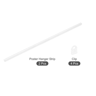 Unique Bargains PVC Poster Hanger Rail Poster Strip Bar With Clips For Poster Map 2 Unique Bargains PVC Poster Hanger Rail Poster Strip Bar With Clips For Poster Map - Image 2