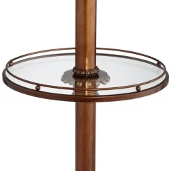 Kathy Ireland Hyde Park Vintage Rustic Floor Lamps With Glass Tray Tables 65" Tall Set Of 2 Bronze Nightlight Beige Fabric Bell Shade For Living Room -Northlight Store GUEST b53a99e7 91a7 4b3f 8085 7ed1c299477e