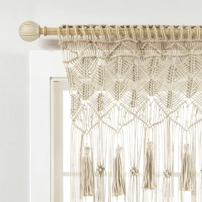 40"x30" Boho Macrame Tassel Cotton Window Valance Tan - Lush Décor 2 40"x30" Boho Macrame Tassel Cotton Window Valance Tan - Lush Décor - Image 2