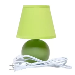 8.66" 2pk Petite Ceramic Orb Base Bedside Table Lamps With Matching Tapered Drum Shade Green - Creekwood Home