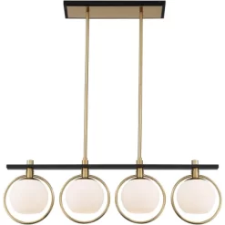 Possini Euro Design Carlyn Brass Black Linear Island Pendant Chandelier 33" Wide Modern White Glass Shade 4-Light LED Fixture For Dining Room Kitchen -Northlight Store GUEST b945b8da d215 4559 ba9a 8e2819c91766