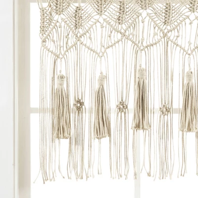 40"x30" Boho Macrame Tassel Cotton Window Valance Tan - Lush Décor 4 40"x30" Boho Macrame Tassel Cotton Window Valance Tan - Lush Décor - Image 4