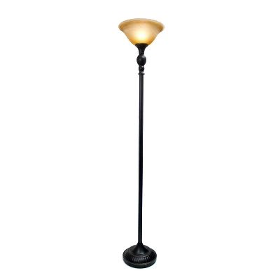 1 Light Restoration Torchiere Floor Lamp With Marbleized Amber Glass Shade Brown - Elegant Designs 1 1 Light Restoration Torchiere Floor Lamp With Marbleized Amber Glass Shade Brown - Elegant Designs