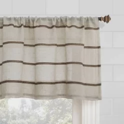 14"x52" Twill Striped Anti Dust Sheer Cafe Window Valance - Clean Window