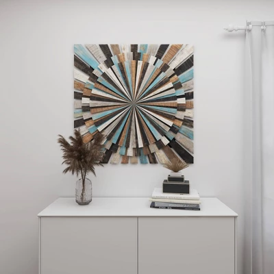 Wood Starburst Handmade Carved Wall Decor - Olivia & May 7 Wood Starburst Handmade Carved Wall Decor - Olivia & May - Image 7