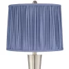 360 Lighting Geoff Modern Table Lamps Set Of 2 26" High Brushed Nickel With USB Charging Port Blue Shirred Shade For Bedroom Living Room House Desk