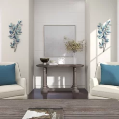 Metal Leaf Wall Decor With Gold Accent Blue - Olivia & May