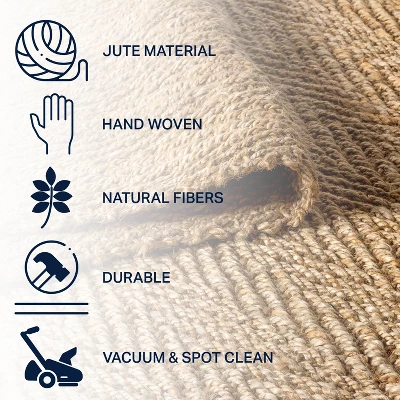 Espina Hand Woven Herringbone Chunky Jute Indoor Area Rug - JONATHAN Y 2 Espina Hand Woven Herringbone Chunky Jute Indoor Area Rug - JONATHAN Y - Image 2