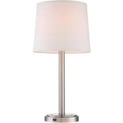 360 Lighting Camile Modern Table Lamps 25" High Set Of 2 Brushed Nickel With USB Charging Port Off White Drum Shade For Living Room Office House Desk -Northlight Store GUEST bd74f808 5cfe 4a39 bf36 e718ea55ce6b