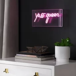 11.8" Yass Queen Contemporary Glam Acrylic Box Pendant (Includes LED Light Bulb) Neon Pink - JONATHAN Y -Northlight Store GUEST bdbc368d 71a1 4b08 b40c 1c65c7641f04