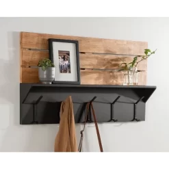 42" X 22" Samuels Decorative Wall Shelf With Hooks Rustic Brown/Black - Kate & Laurel All Things Decor -Northlight Store GUEST be3049cd fd64 4342 8e60 9333494a2889