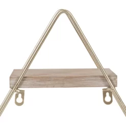 20.8" X 24.2" Tilde Three-Tier Triangle Wood And Metal Wall Shelf Natural/Gold - Kate & Laurel All Things Decor -Northlight Store GUEST c0b5a7c7 fbe6 4ec0 9b1c 6194677754c1
