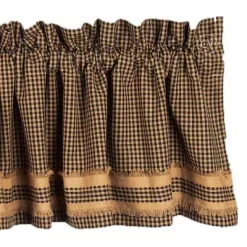 Home Collections By Raghu Newbury Gingham Black Valance, With Trim 72x15.5