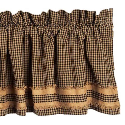 Home Collections By Raghu Newbury Gingham Black Valance, With Trim 72x15.5 1 Home Collections By Raghu Newbury Gingham Black Valance, With Trim 72x15.5