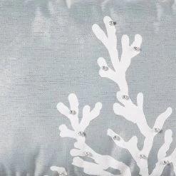 C&F Home 18" X 9" Seafoam Blue Coral Oblong Embellished Throw Pillow