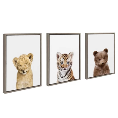 3pc Sylvie Lions And Tigers And Bears Framed Wall Canvases By Amy Peterson Gray - Kate & Laurel All Things Decor 1 3pc Sylvie Lions And Tigers And Bears Framed Wall Canvases By Amy Peterson Gray - Kate & Laurel All Things Decor