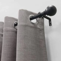Decorative Drapery Curtain Rod With Sphere Finials Matte Black - Lumi Home Furnishings