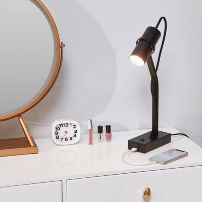 16" MRDK By Globe Series.01 Desk Lamp With Combined USB Port And USB-C Port Matte Black Shade (Includes LED Light Bulb) - Globe Electric 1 16" MRDK By Globe Series.01 Desk Lamp With Combined USB Port And USB-C Port Matte Black Shade (Includes LED Light Bulb) - Globe Electric