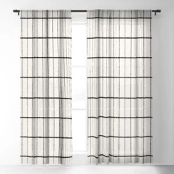 Holli Zollinger Linen Grid Single Panel Sheer Window Curtain - Deny Designs