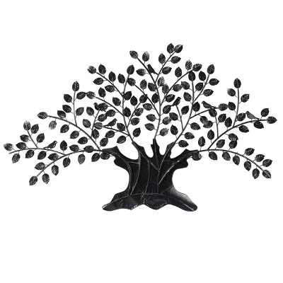Traditional Metal Tree Indoor Outdoor Wall Decor With Leaves Brown - Olivia & May 4 Traditional Metal Tree Indoor Outdoor Wall Decor With Leaves Brown - Olivia & May - Image 4
