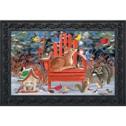 Snow Day Gathering Winter Doormat Chair Indoor / Outdoor 30" X 18" Briarwood Lane