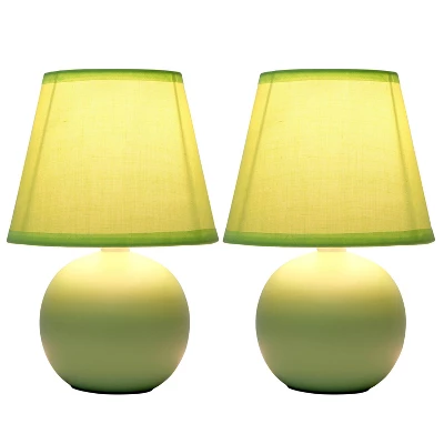 8.66" 2pk Petite Ceramic Orb Base Bedside Table Lamps With Matching Tapered Drum Shade Green - Creekwood Home 5 8.66" 2pk Petite Ceramic Orb Base Bedside Table Lamps With Matching Tapered Drum Shade Green - Creekwood Home - Image 5