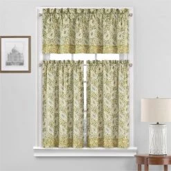 2pk 52"x36" Paisley Verveine Window Tiers Green - Waverly