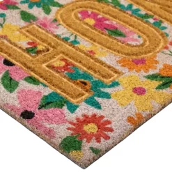 Northlight Pink And Orange Floral "Home" Outdoor Natural Coir Doormat 18" X 30" -Northlight Store GUEST c7ac6a27 dad1 4e13 81e8 9484b0fa387c