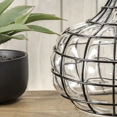 NuLOOM Newburgh 20" Glass Table Lamp Lighting - Black 20" H X 14" W X 14" D 3 NuLOOM Newburgh 20" Glass Table Lamp Lighting - Black 20" H X 14" W X 14" D - Image 3