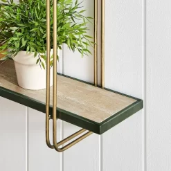 32.3" X 22" 2 Tier Metal And Wood Hanging Bracket Wall Mounted Shelf Gold - Danya B. -Northlight Store GUEST c92e53de 60d5 4300 8824 f5066b1a8711