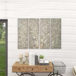 Metal Tree Wall Decor With Embossed Design Set Of 4 Brown - Olivia & May -Northlight Store GUEST c9a11625 0e99 484f b13b 0f4e511f14a9