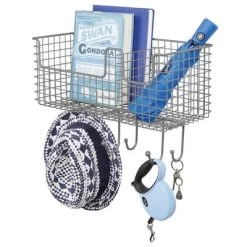 MDesign Metal Storage Organizer Basket With 6 Hooks - Wall Mount 18 MDesign Metal Storage Organizer Basket With 6 Hooks - Wall Mount -Northlight Store GUEST c9f9ca6f 4647 480d ab86 d7641456e2e3
