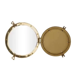 Brass Sail Boat Wall Mirror With Port Hole Detailing Gold- Novogratz -Northlight Store GUEST cadb9ec0 d6bf 4548 b665 3935efc5afc4