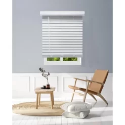 Linen Avenue Cordless Faux Wood Blind, Outside Mount
