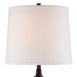 Franklin Iron Works Javier Industrial Table Lamp 24 1/2" High Bronze With USB Charging Port White Drum Shade For Bedroom Living Room Bedside Home Desk -Northlight Store GUEST cc9fff94 7d2f 47a2 a94a a0ec569d39d6