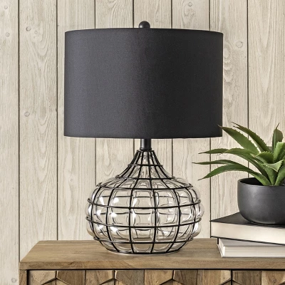 NuLOOM Newburgh 20" Glass Table Lamp Lighting - Black 20" H X 14" W X 14" D 4 NuLOOM Newburgh 20" Glass Table Lamp Lighting - Black 20" H X 14" W X 14" D - Image 4