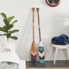 Set Of 2 Wood Paddle Novelty Canoe Oar Wall Decors With Arrow And Stripe Patterns - Olivia & May