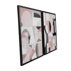 Set Of 2 Canvas Abstract Mid-Century Modern Geometric Framed Wall Arts With Black Frame Cream - The Novogratz -Northlight Store GUEST cf493c03 3e3c 41cd 882c 6d628965d102