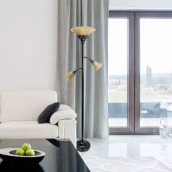 Torchiere Floor Lamp With 2 Reading Lights And Scalloped Glass Shades Restoration Bronze - Lalia Home -Northlight Store GUEST d0111db6 c157 4afc 9e69 d707484b7d7f